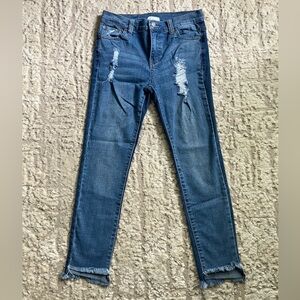 🔥❤️Litz Denim Distressed Skinny Raw Hem Fringe Jeans🔥❤️ 28